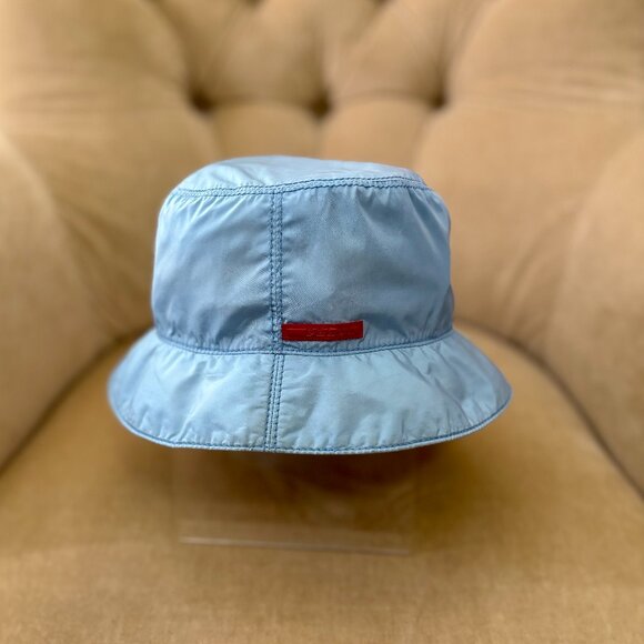 VTG Auth PRADA SPORT Sky Blue UNISEX Nylon Foldable Bucket Hat - Picture 1 of 6